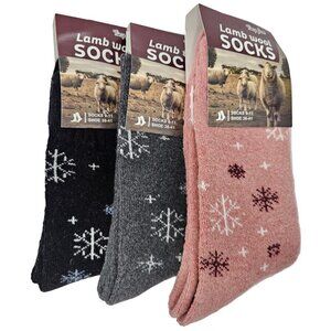 Women Lamb Wool Socks, Thermal Warm Winter Boot Crew Cozy Socks, 3 Pairs, NWT